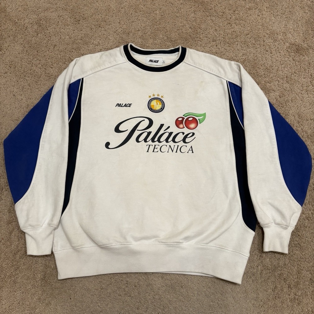 Palace Massimo Forza Crew Men's XL White Pullover Sweatshirt